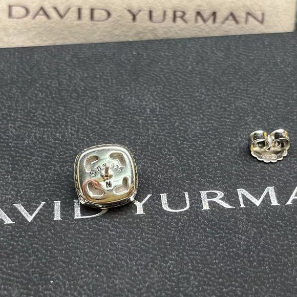 David Yurman Sterling Silver Garnet Stud Earrings with Pave Diamonds - Picture 10 of 12